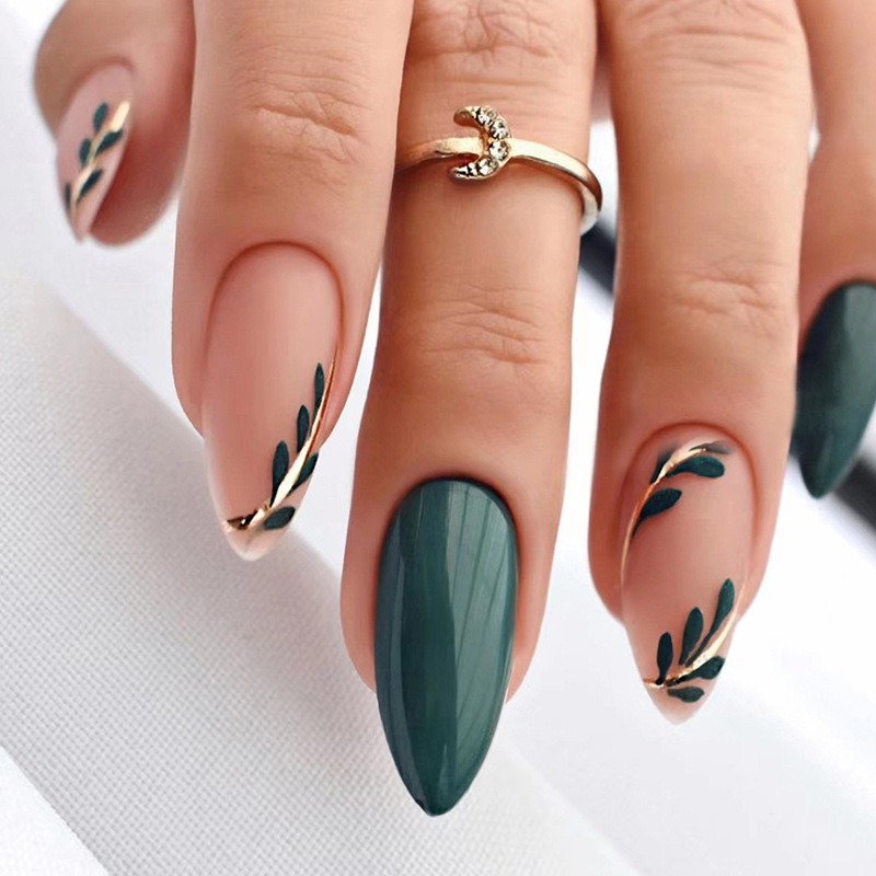 Photography Night - 24P/Set Medium-length Almond Press on Nails