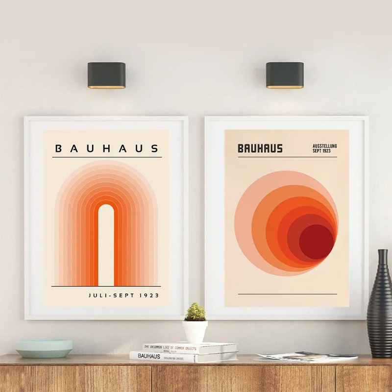 Photography Geometry - Orange Bauhaus Retro Art Prints Exhibition