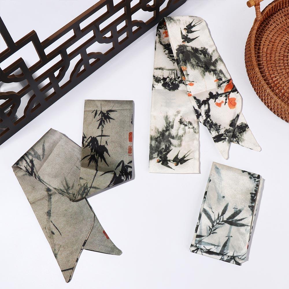 Photography Geometry - Elegant Long Ink Painting Silk Scarf