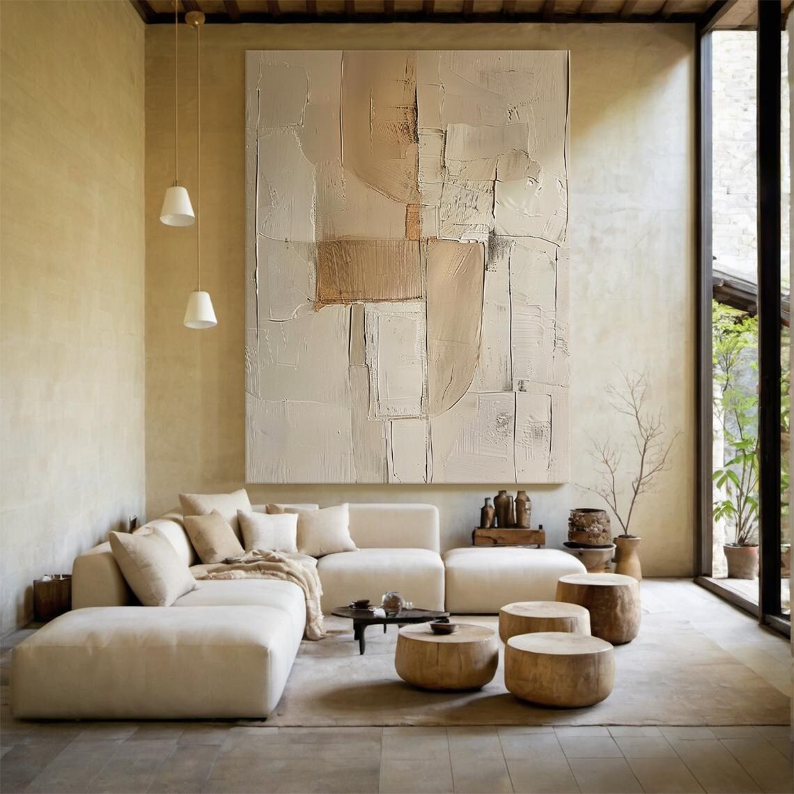 3D Beige Large Canvas Abstract - Photography Geometry ulasan dan harga