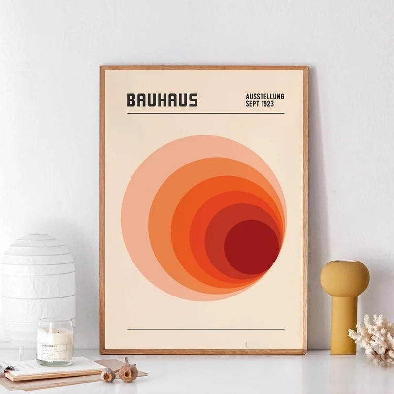 Orange Bauhaus Retro Art Print - Photography Geometry ulasan dan harga