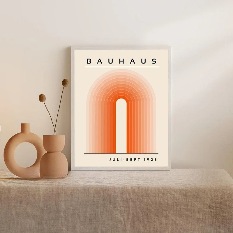 Orange Bauhaus Retro Art Print - Photography Geometry ulasan dan harga