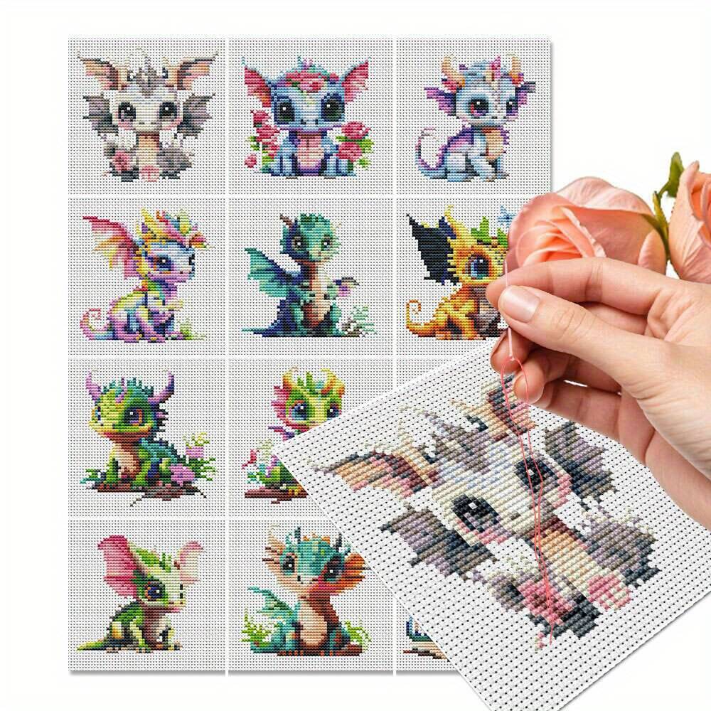 12Pcs Dragon Cross Stitch 11CT - Photography Geometry ulasan dan harga