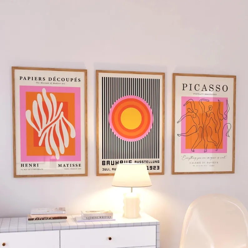 3pcsModern Orange  Bauhaus And - Photography Interior ulasan dan harga